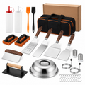29-Piece Griddle Accessories Set with Spatulas, Grill Press, Basting Cover, Scraper, Egg Rings & Carry Bag